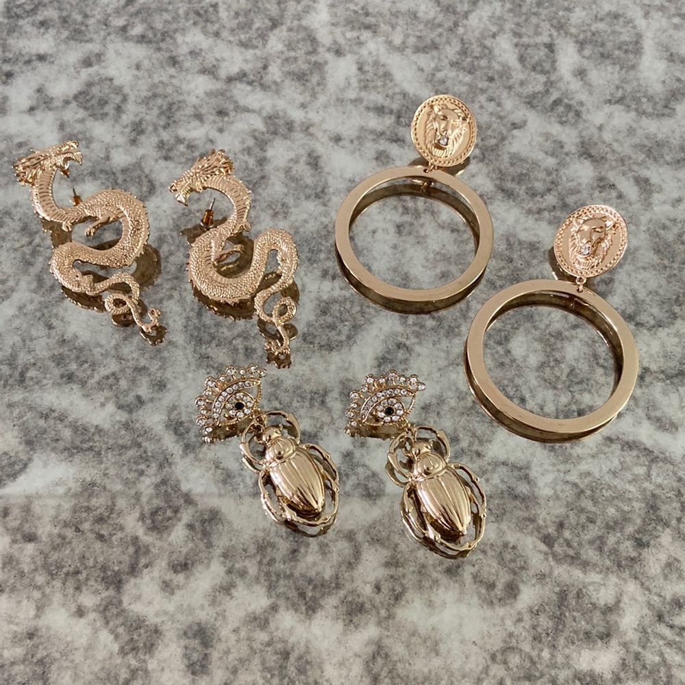 Pack of 3 - animal themed decorative earrings